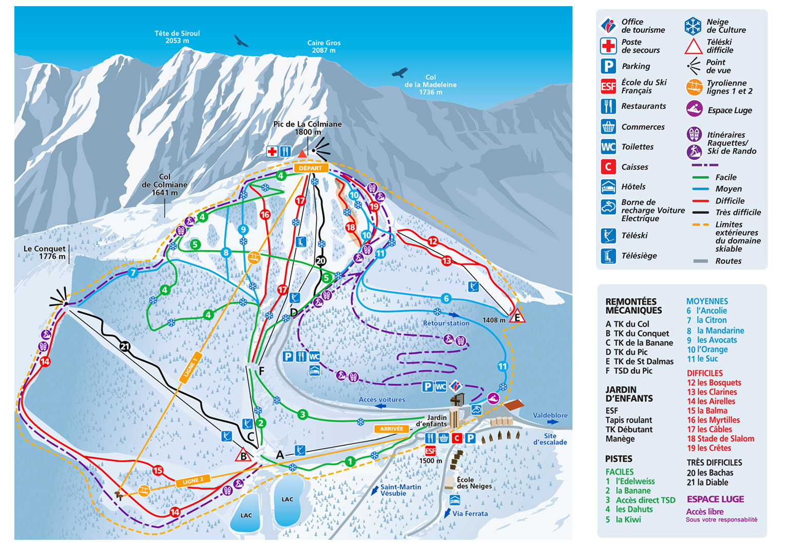 La Colmiane plan des pistes 21 22